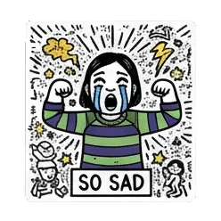 Girl feeling 'SO SAD' Doodle Girl's Mood Swings sticker for expressive chats and social replies.