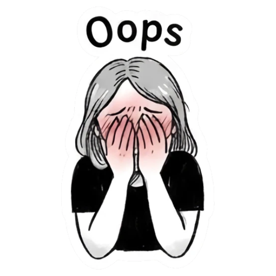 Girl covering her face with hands in an oops moment Doodle Girl Daily Vibes sticker for expressive chats and social replies.