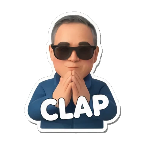 man clapping hands Cheerful Middle-Aged Man Daily Life sticker for expressive chats and social replies.