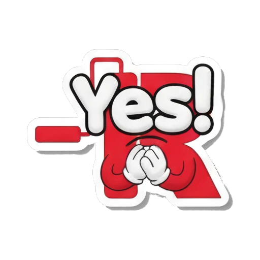 Letter R looking hopeful with clasped hands and text Yes Red Letter R Adventures sticker for expressive chats and social replies.
