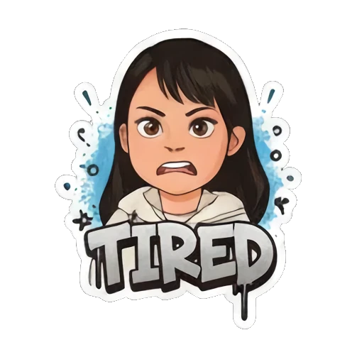 少女疲惫表情TIRED Street Style Girl Expressions sticker for expressive chats and social replies.