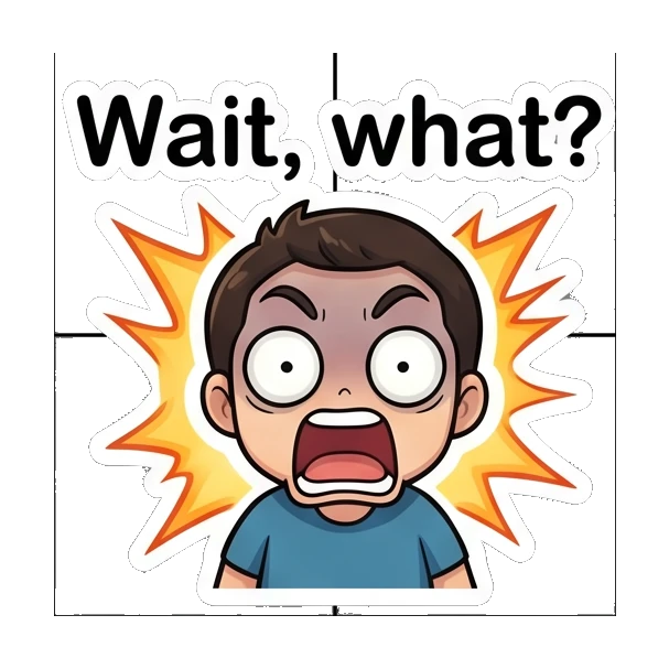 Boy with wide eyes and shocked expression, looking surprised. Cheerful Boy Daily Life sticker for expressive chats and social replies.