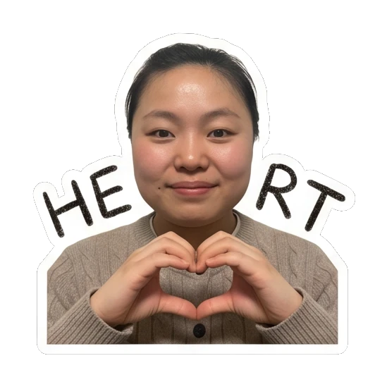 双手比心动作 Daily Life of a Cheerful Girl sticker for expressive chats and social replies.