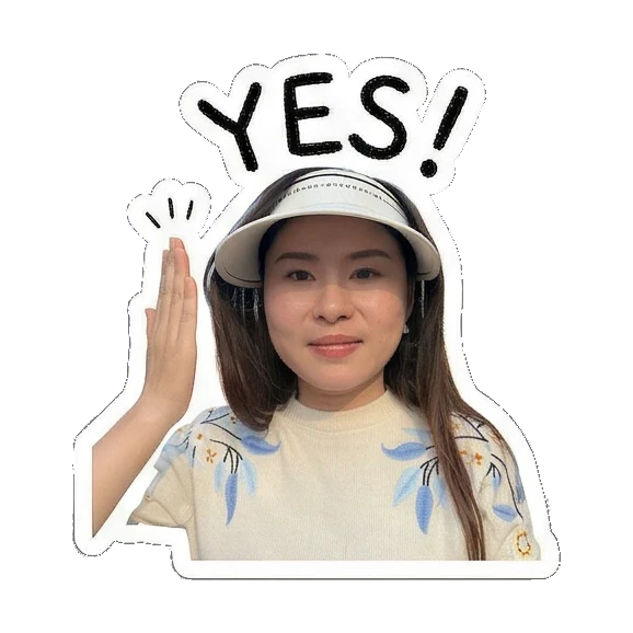 女子敬礼姿势“YES!” Visor Girl's Daily Moods sticker for expressive chats and social replies.