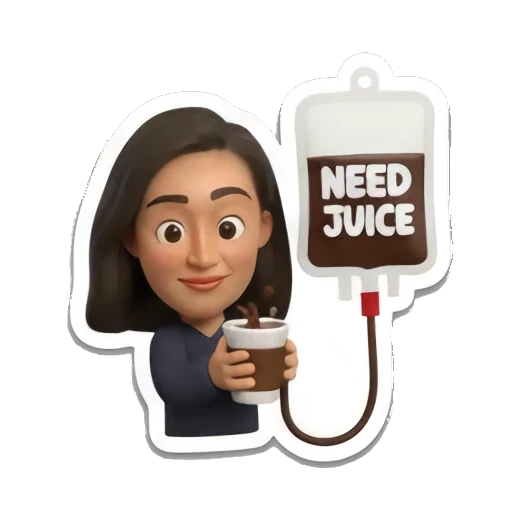 挂着点滴咖啡的疲惫状态 Coffee Addict Girl sticker for expressive chats and social replies.
