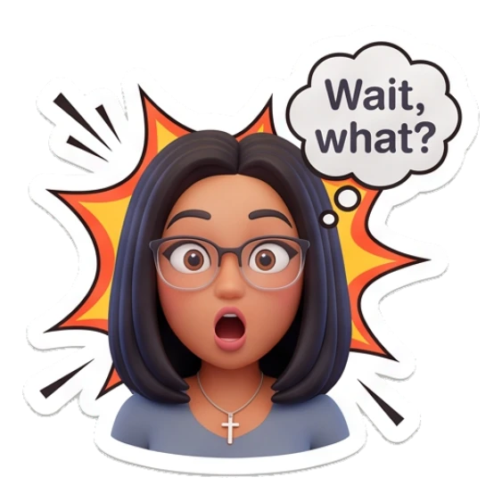 Girl looking shocked with text Wait what Modern Girl Daily Vibes sticker for expressive chats and social replies.