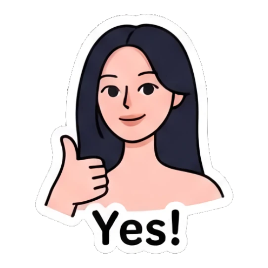 Girl giving a thumbs up with a smile, text Yes! Daily Life of a Trendy Girl sticker for expressive chats and social replies.