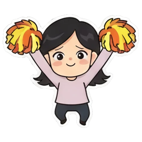 cheering with pom poms Cheerful Girl Daily Life sticker for expressive chats and social replies.
