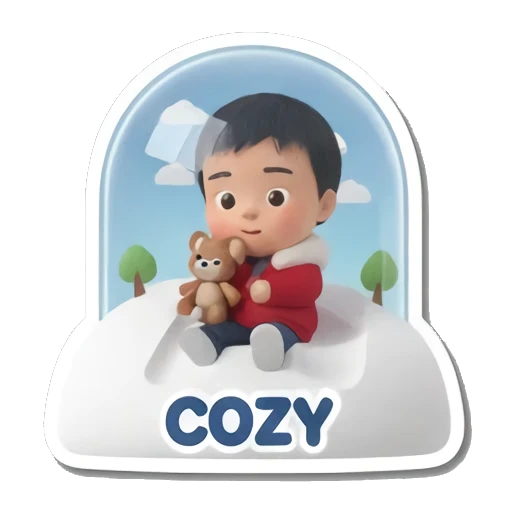 boy holding teddy bear Little Traveler Explorer sticker for expressive chats and social replies.