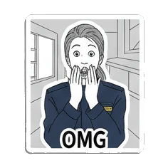 惊讶捂嘴喊OMG Digital Moods of a Modern Girl sticker for expressive chats and social replies.