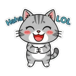 Gray tabby cat laughing out loud Cheerful Gray Tabby Adventures sticker for expressive chats and social replies.