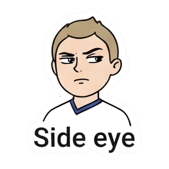 A suspicious boy giving a side-eye glance. Daily Life of a Cartoon Boy sticker for expressive chats and social replies.