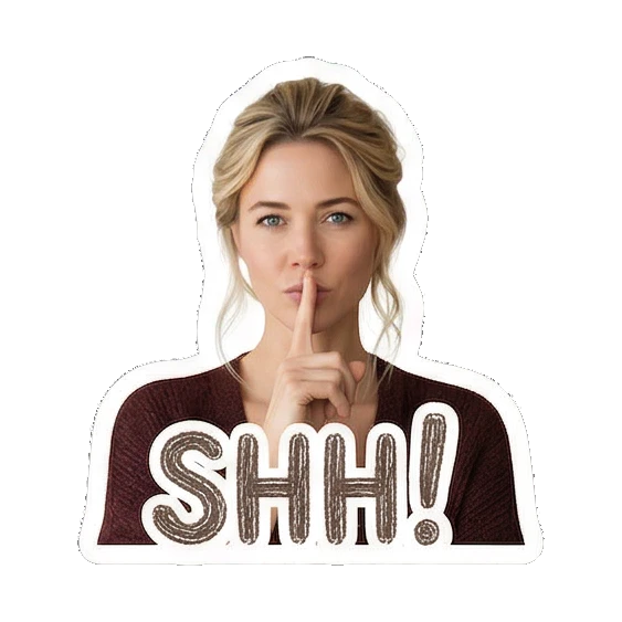 食指放在嘴边SHH Daily Life of a Modern Woman sticker for expressive chats and social replies.