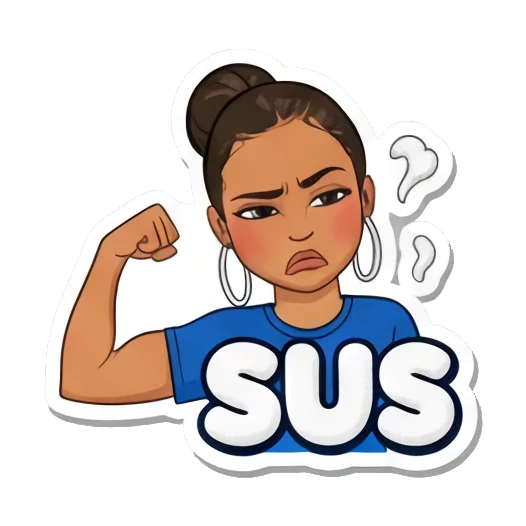 怀疑的Sus表情 Sassy Girl Slang sticker for expressive chats and social replies.
