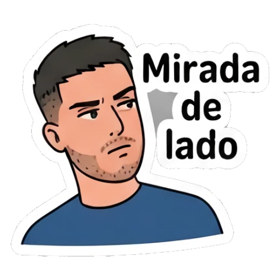 Man giving a side-eye glance, suspicious Couple Daily Vibes sticker for expressive chats and social replies.
