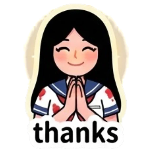 Schoolgirl with hands together in thanks gesture Yandere Schoolgirl Vibes sticker for expressive chats and social replies.