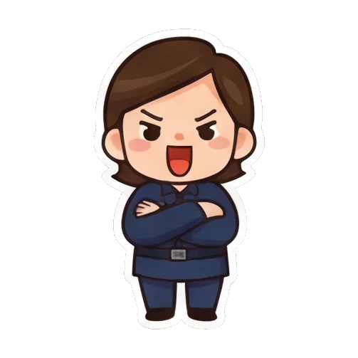 女警叉腰生气表情 Chibi Officer's Daily Life sticker for expressive chats and social replies.