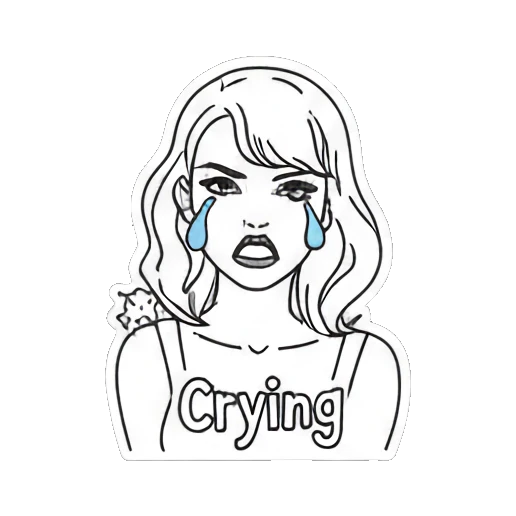 Angry girl crying with text Crying Pop Art Girl Expressions sticker for expressive chats and social replies.
