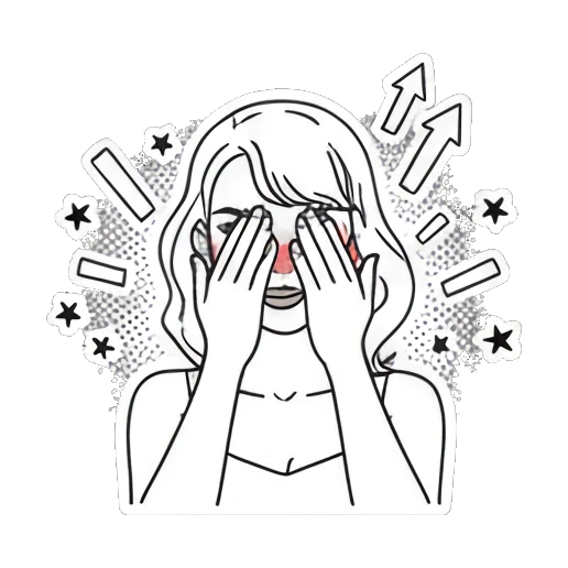 Girl covering eyes with hands with text Oops Pop Art Girl Expressions sticker for expressive chats and social replies.