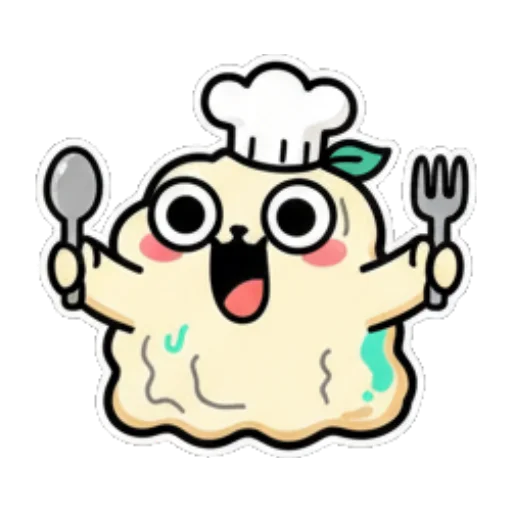 小厨师拿着餐具准备吃饭 Cute Chef Dumpling Stickers sticker for expressive chats and social replies.