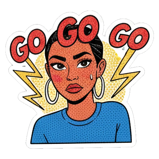 真人风格波普贴纸 Retro Pop Girl Expressions sticker for expressive chats and social replies.