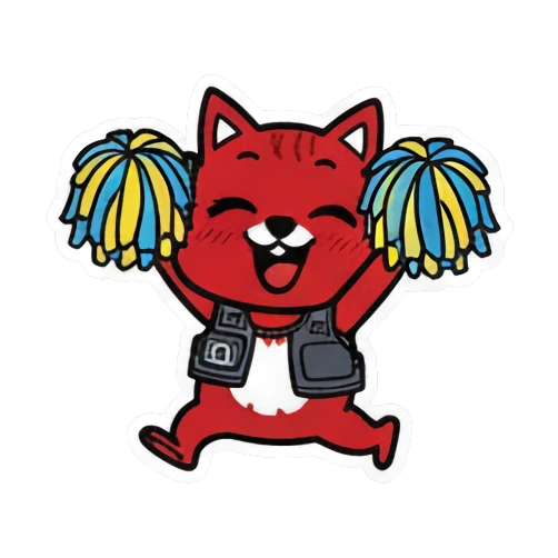 挥舞啦啦队球 Red Squirrel Rocker sticker for expressive chats and social replies.
