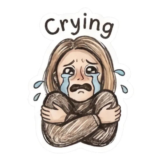 Girl crying with tears streaming down her face Sketchy Girl Daily Vibes sticker for expressive chats and social replies.