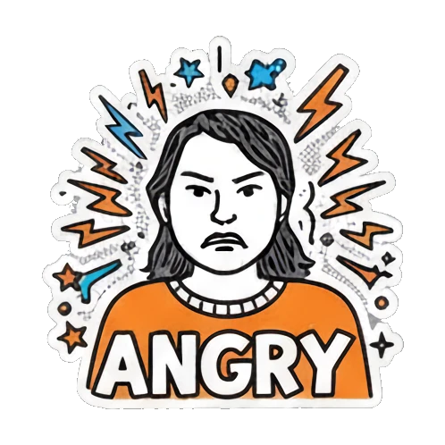 愤怒的表情带闪电 Pop Art Girl Expressions sticker for expressive chats and social replies.