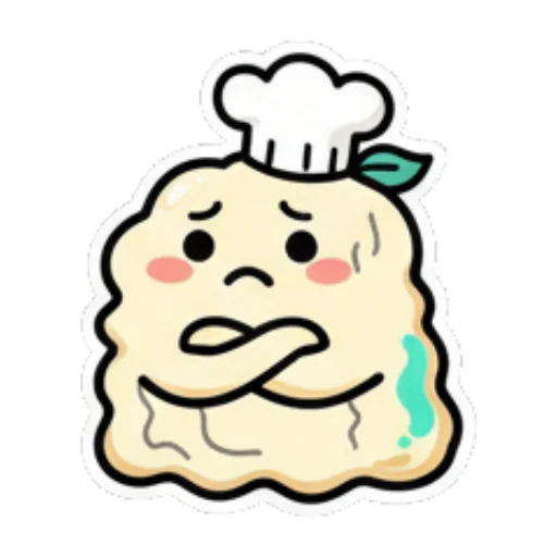Confused chef with arms crossed. Cute Chef Dumpling sticker for expressive chats and social replies.