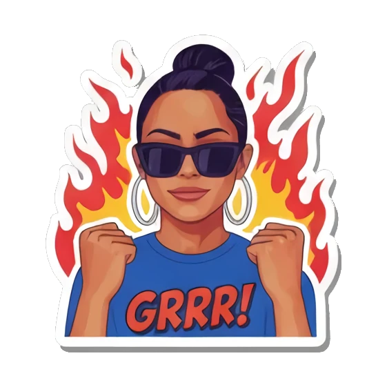 愤怒生气Grrr Vibrant Pop Diva Expressions sticker for expressive chats and social replies.