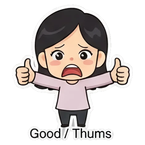giving thumbs up Cheerful Girl Daily Life sticker for expressive chats and social replies.