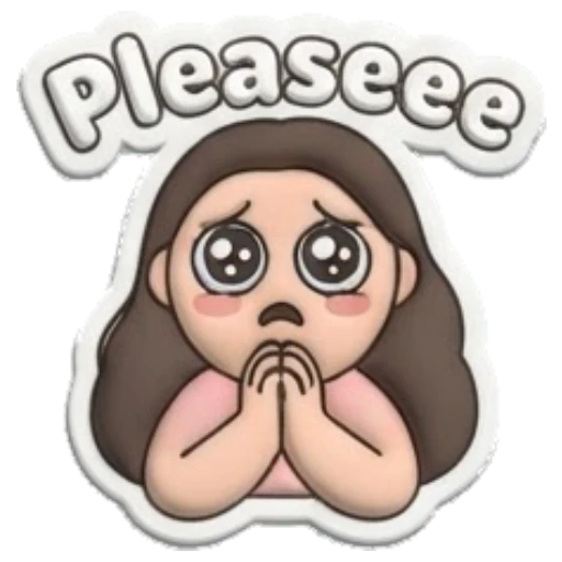 Girl pleading with big teary eyes Puffy Girl Daily Vibes sticker for expressive chats and social replies.