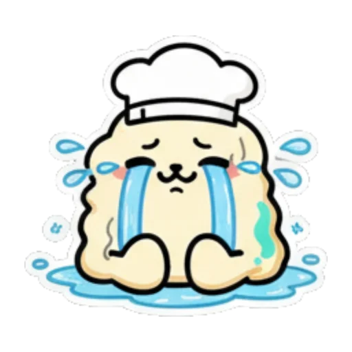 Sad chef crying a river. Cute Chef Dumpling sticker for expressive chats and social replies.