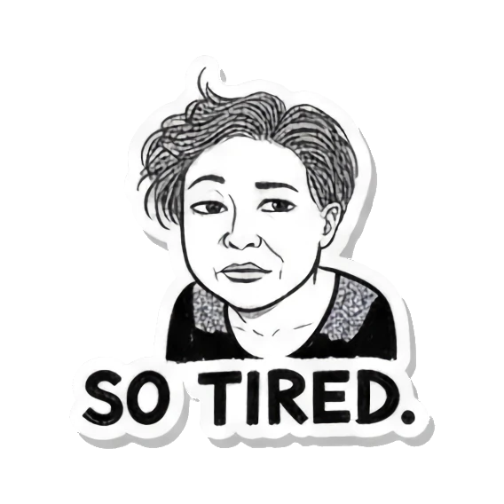中老年人疲惫SO TIRED Auntie's Daily Moods sticker for expressive chats and social replies.