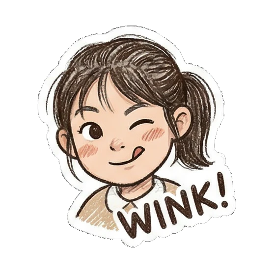 winking girl sticking tongue out Little Girl Daily Vibes sticker for expressive chats and social replies.