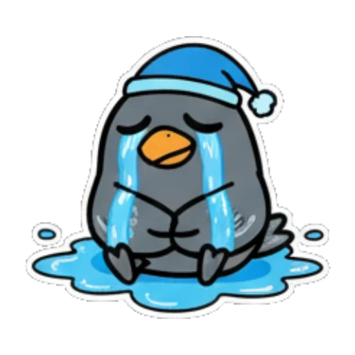 戴睡帽哭泣小鸟泪流成河 Cute Bird Daily Stickers sticker for expressive chats and social replies.