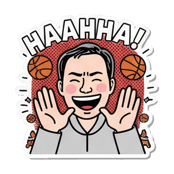 Shocked man with lightning Basketball Pop Art Guy sticker for expressive chats and social replies.