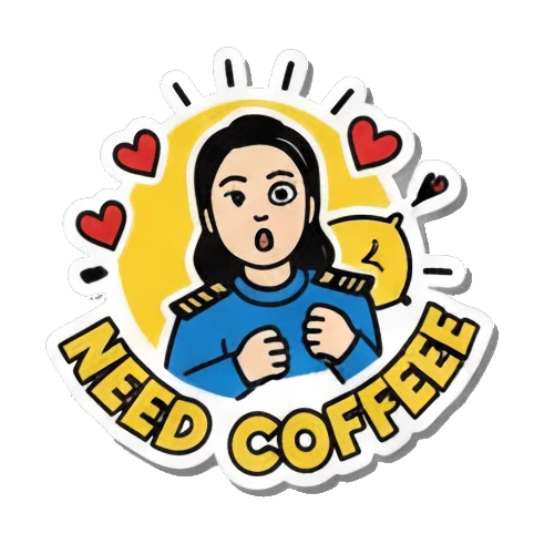 需要咖啡 Pop Art Girl's Daily Moods sticker for expressive chats and social replies.