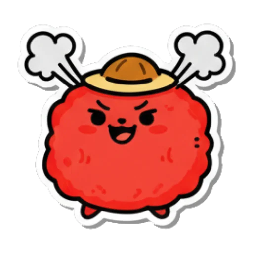 全身变红愤怒冒烟 Cute Rice Ball Emotions sticker for expressive chats and social replies.