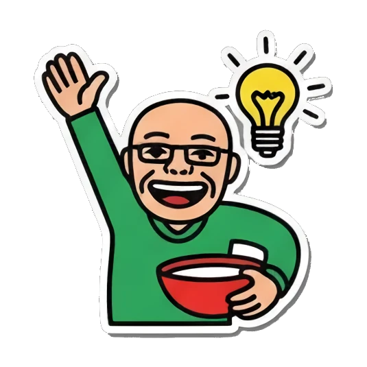 thinking with party hat Bald Guy Pop Art Vibes sticker for expressive chats and social replies.