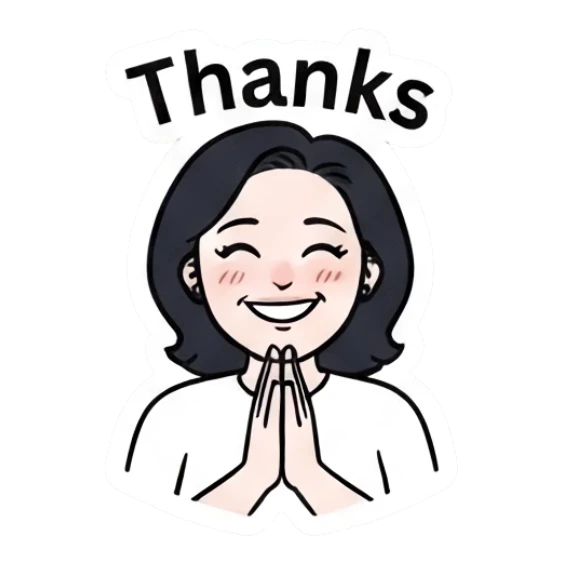 Grateful woman with hands together saying Thanks Daily Life of a Modern Girl sticker for expressive chats and social replies.