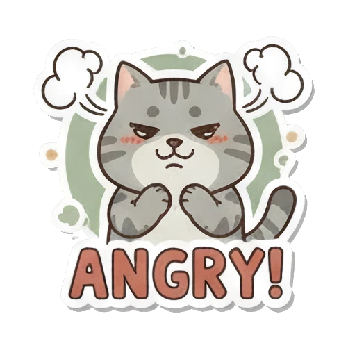 生气冒烟的小猫 Playful Grey Tabby sticker for expressive chats and social replies.