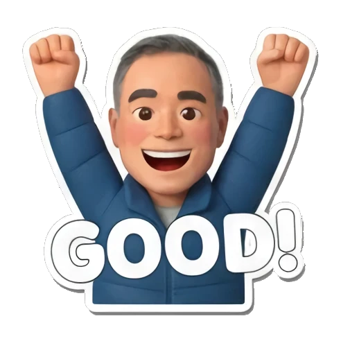 happy dad cheering with arms up Cheerful Middle-Aged Man Daily Life sticker for expressive chats and social replies.