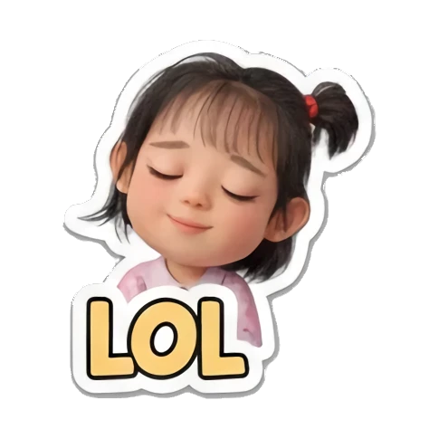 小女孩大笑LOL Little Girl Daily Vibes sticker for expressive chats and social replies.
