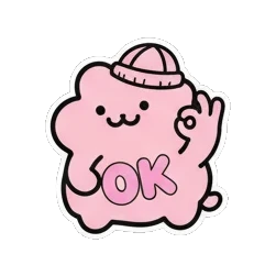 粉色团子比OK手势 Pink Blob Buddies sticker for expressive chats and social replies.