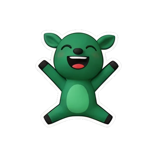Happy green deer jumping with arms raised Green Deer Joyful Adventures sticker for expressive chats and social replies.