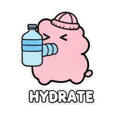 Blob drinking water Pinky Blob Adventures sticker for expressive chats and social replies.