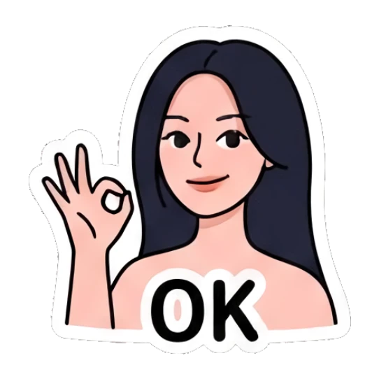 Girl making OK gesture with hand, smiling, text OK Daily Life of a Trendy Girl sticker for expressive chats and social replies.
