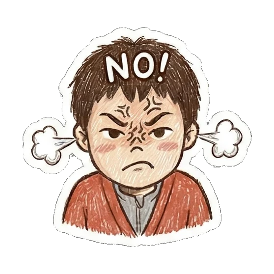angry boy with steam Little Boy Doodle Expressions sticker for expressive chats and social replies.
