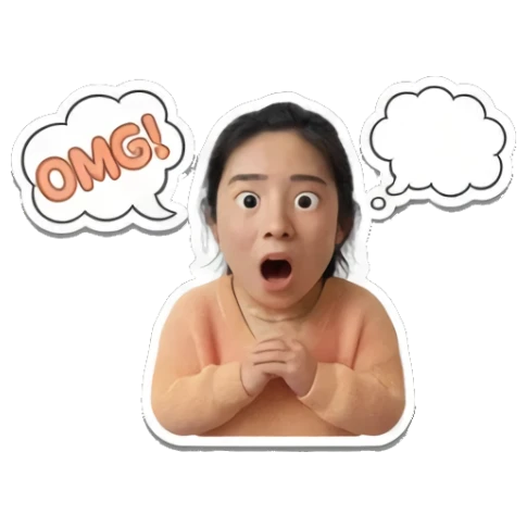 少女惊讶表情OMG Daily Life of a Cheerful Girl sticker for expressive chats and social replies.